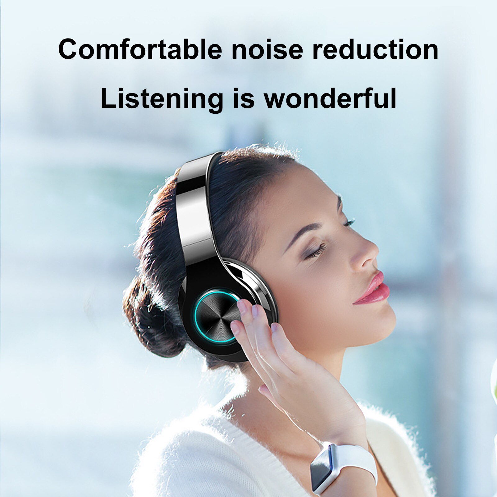 Wireless Bluetooth Headphones with Noise Cancelling Over Ear Stereo Earphones Noise Reduction Gaming Headset/Mic For Mobile PC