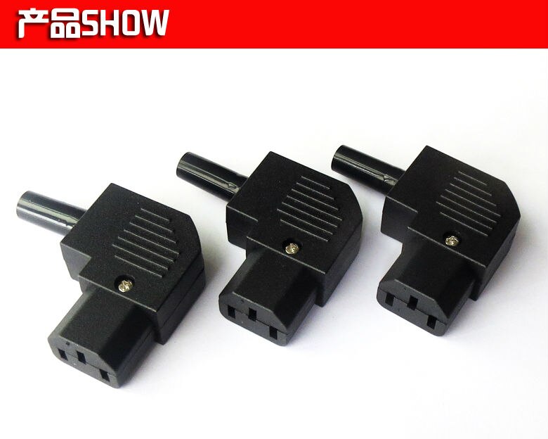 1Pcs 3 Pin Male Female 90 Right Angle Power Socket Copper Inlet Connector Plug 10A 250VAC Computer Electric Cooker