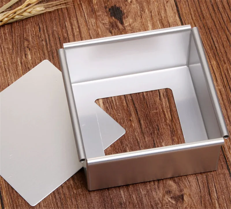 Square Cake Pan with Removable Bottom Anodized Aluminum Wedding Birthday Baking Cake Tin Cheesecake Pan Chiffon Mold stencil