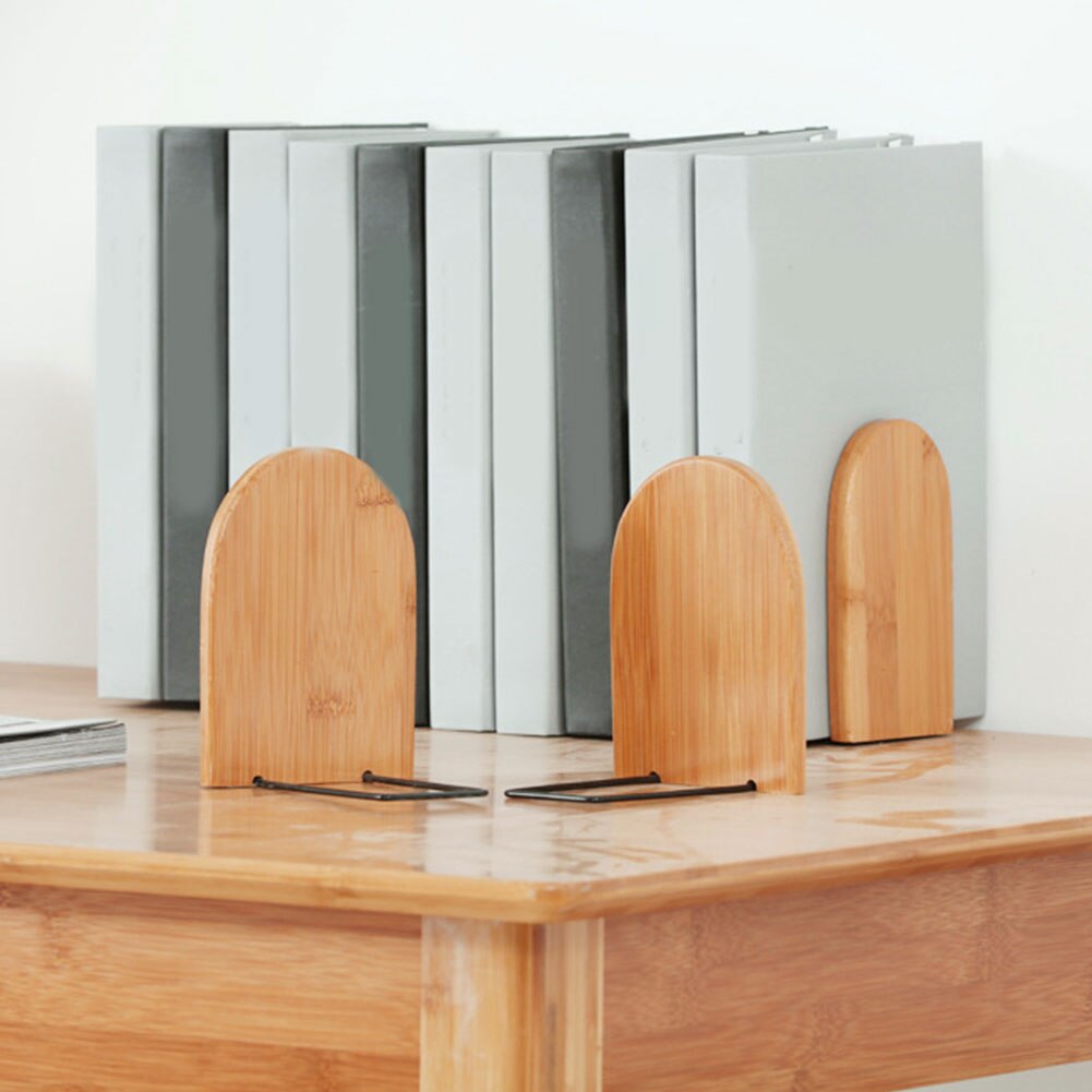 Office Home Floating Shelf Book End Storage Bamboo Wood Document Holder Stationery Nonskid Desk Organizer Durable Portable