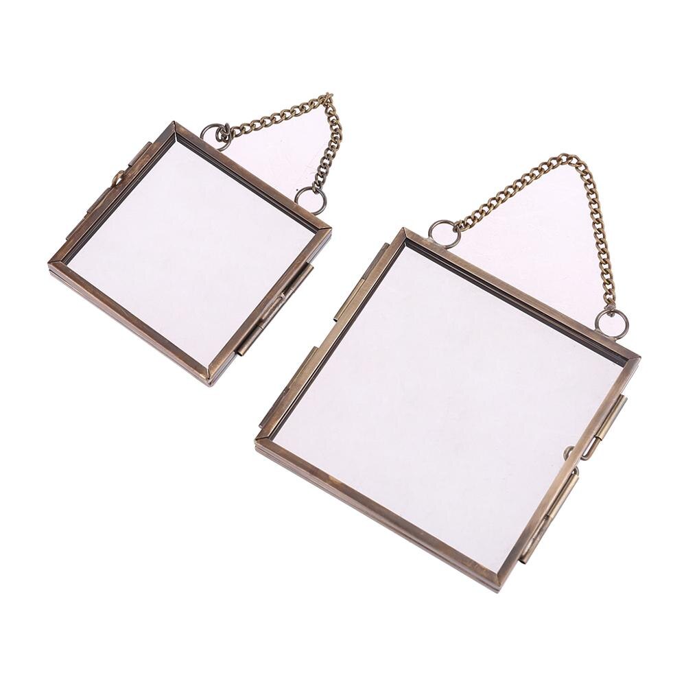 Kreative DIY Kette retro Metall Foto Bilderrahmen Hohe Transluzente Glas Proben Ordner Pflanze Sonde Anzeige Halfter: 7 Zoll / Gelb