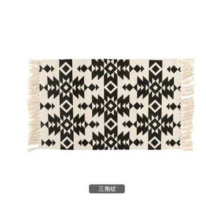 Kilim tapis moderne à rayures | Tapis de salon 100% coton, tapis géométrique indien, noir blanc, contemporain, style nordique de bohémien: E / 130X60CM