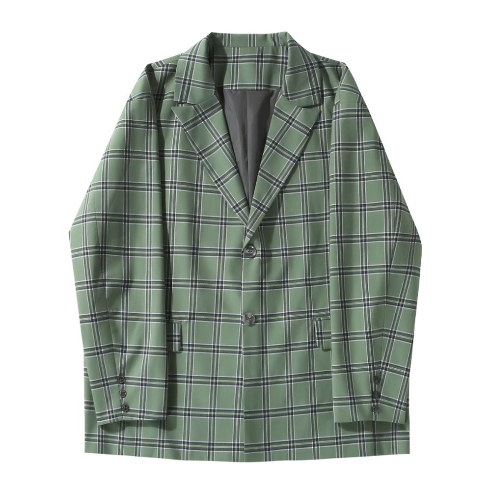 Mörk ikon grön rutig kostymjacka män preppy stil herrjacka: Svart / M