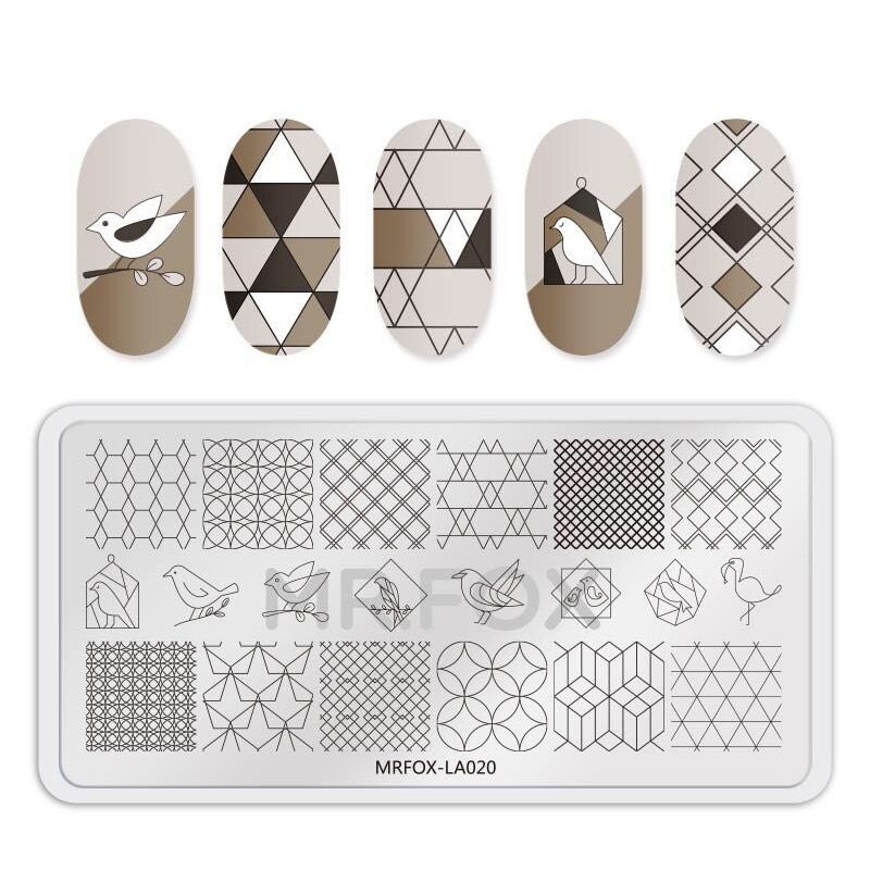 Mrfox nagelkonst stämpling mall flamingo delfin snöflinga bild manikyr stämpling mall för självdesigner nagel: Mrfox -la020