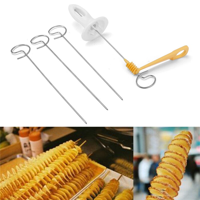 4 stk/sæt rustfrit stål kartoffel twister tornado skiver manuel skærer spiral chips køkken madlavning maskine kartoffel værktøj gadgets