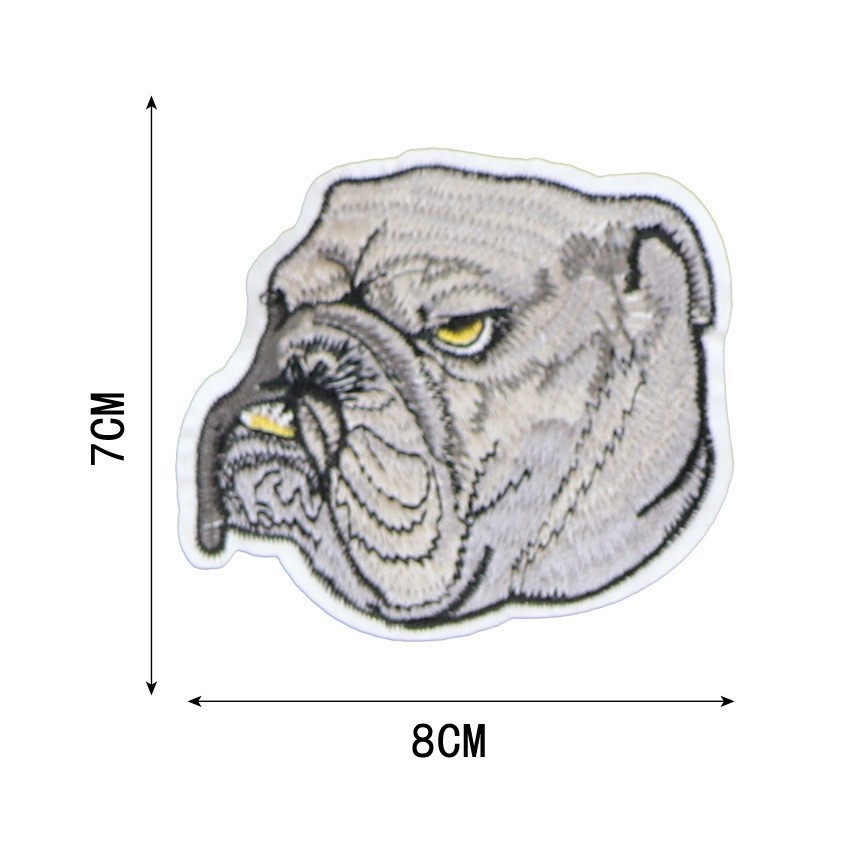 Kleine Hund Flecken Tuch Einfügen Aufkleber Stickerei handgefertigt DIY Ebene Teddy heiser Abzeichen für Kleidung Kleidung Zubehör: UK Bulldogge links
