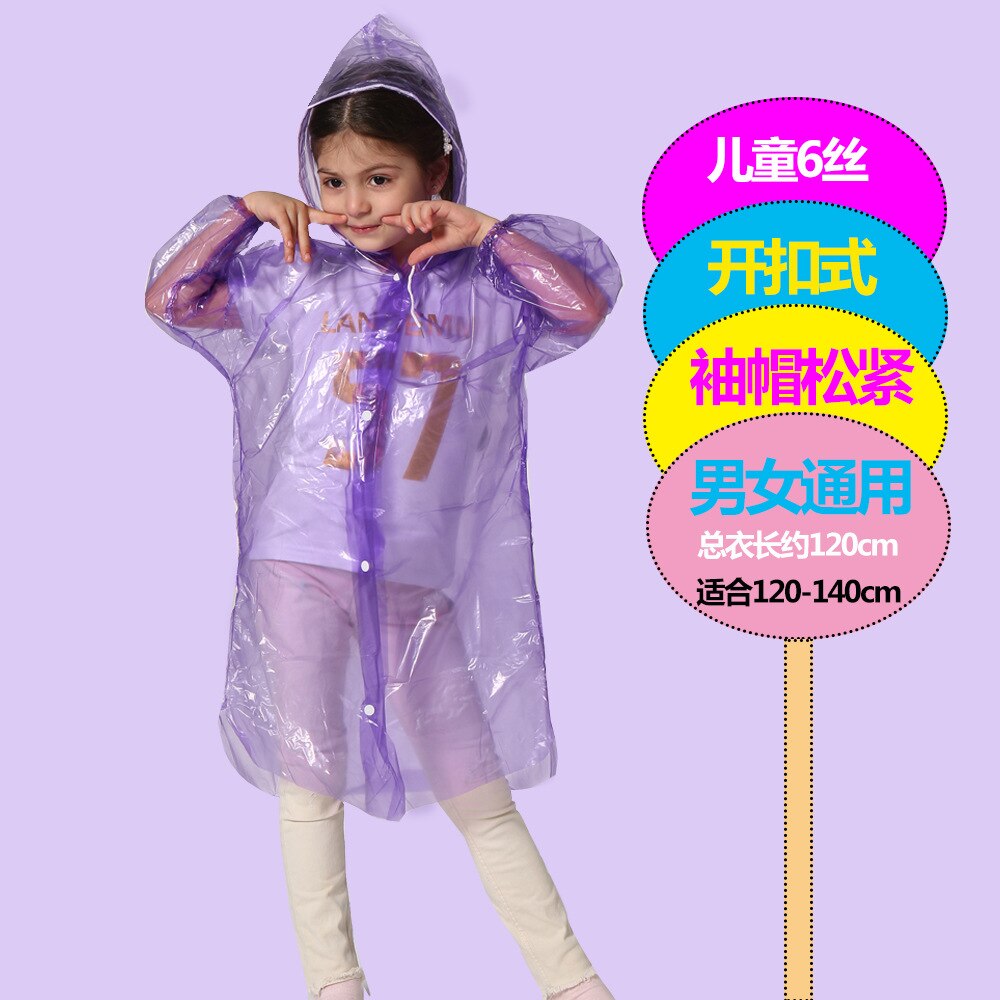 Children Disposable Raincoat Thickened Collar Loose Sleeve Outdoor Raincoat The Same Style For Mother And Child: WHITE