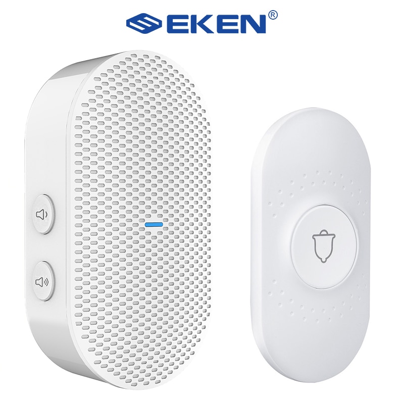 EKEN Home Security Welcome Wireless Doorbell Smart Chimes Door Bell Alarm LED Light 38Songs With Waterproof Touch Button: EU plug