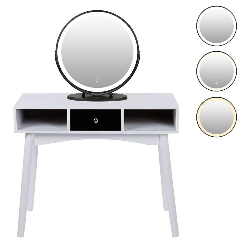 1PC Rotatable Round Makeup Mirror With LED Light Dressing Table Beauty Mirror Beauty Tool Fill Light LED Touch Screen Mirror HWC