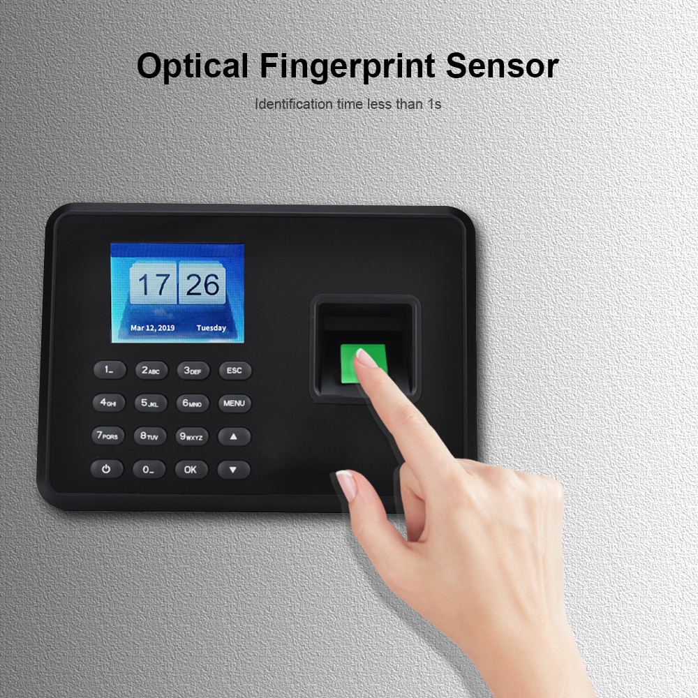 2.4 inch LCD Screen Intelligent Biometric Fingerprint Password Attendance Machine Employee Checking-in Recorder