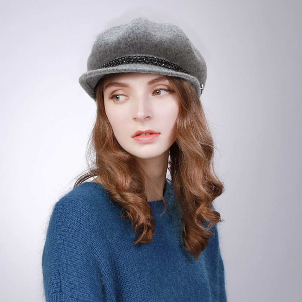 Berretto In Lana Retrò Per Donna - Stile Francese, Autunno Inverno, Colore Caramella, Taglia Unica