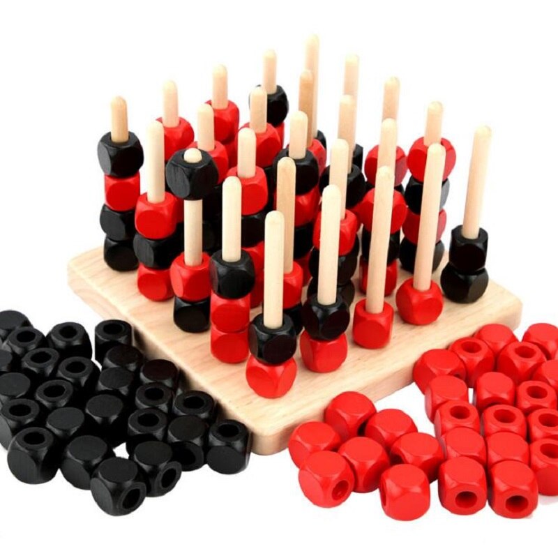 Natural Wood Chess Three-Dimensional Wooden Four Chess Spatial Thinking Games Educational Toy
