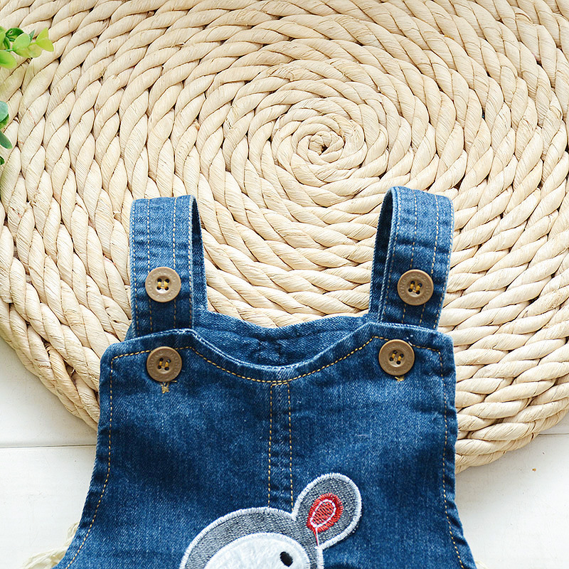 plus fluwelen dikke baby baby kinderen cartoon effen kleur bib jeans jeans baby broek 12M-4 jaar oud