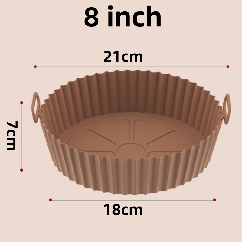Plateau de cuisson de four réutilisable, friteuse à Air, moule rond en Silicone, Pizza poulet frit, panier en Silicone, poêle antiadhésive, accessoires de cuisson: kaki foncé