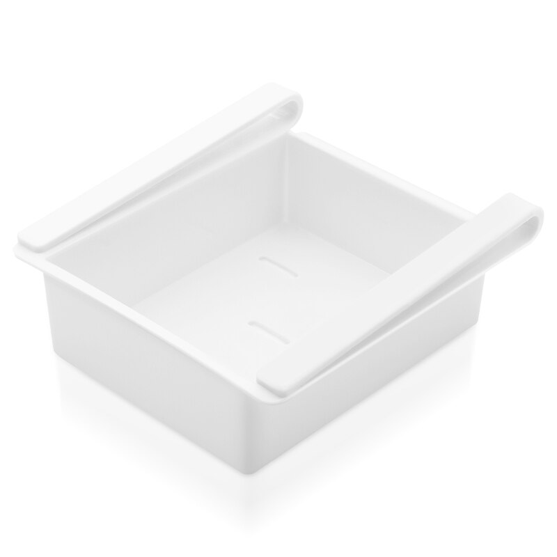 Estante retráctil de almacenamiento para cajón de nevera, estante para congelador, ajustable, extraíble, organizador de almacenamiento de capa espacial: White