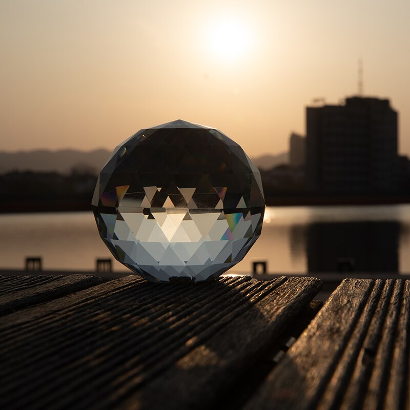 Photography Light Prism Ball with Mini Tripod stand and 1/4 inch Screw Base, Optical Glass Prism Crystal Rainbow Maker