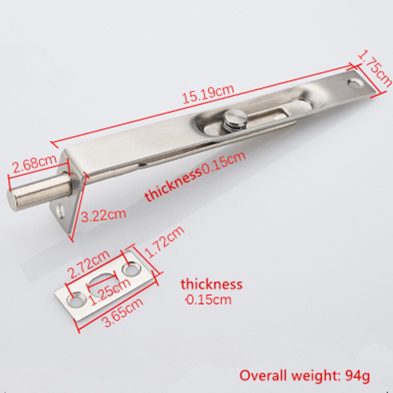 Stainless steel latch wooden door dark bolt box slotted double open door concealed latch invisible door latch hidden: Silver
