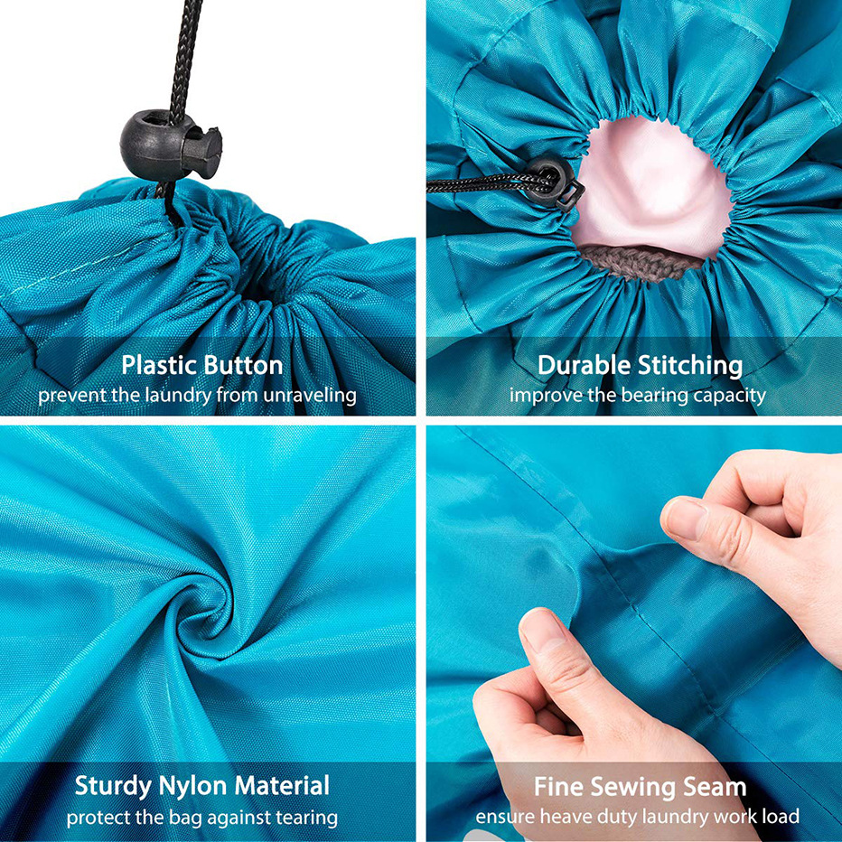 Nylon vasketøjspose rejseposer opbevaringsorganisator pose vaskemaskine vaskbar snavset tøj snørepose stor kapacitet