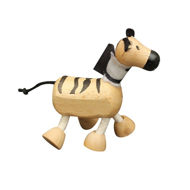 Wooden Small Animal Solid Wood Animal Doll Model Toy Children Forest Animal Puppet Toy Decoration: zebra