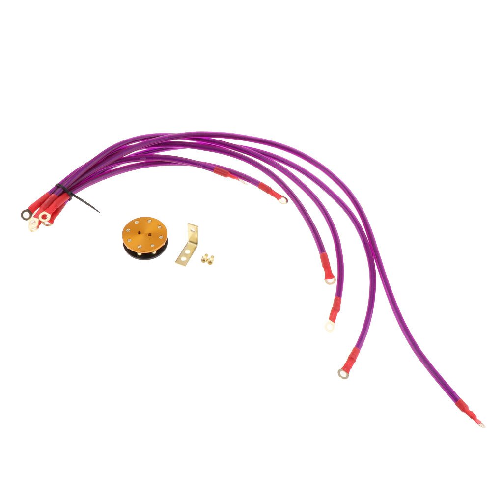 1 Set 6-Point Car High Performance Grounding Earth Cable Wire Kits Purple
