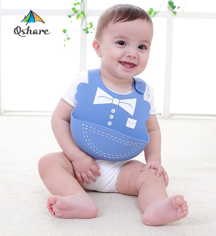 Baberos bebé dibujos animados estampados silicona para chicos babero niño ajustable impermeable bebé niños niñas Baberos para alimentación de bebé herramientas