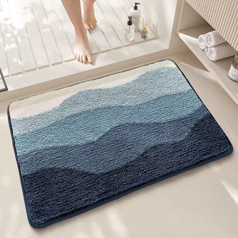 Quick Dry Absorbent Bath Rug Non Slip Soft Cloud Comfort Anti Shedding TPR Backing Lock Fiber Tech No Lint Fluffy Bathroom Mat: Blue / 500MMx1000MM