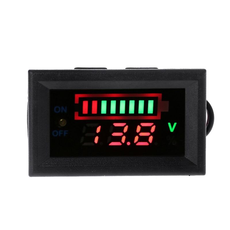 12V Car Lead Acid Battery Capacity Indicator Voltmeter Power Tester with Switch 91AE