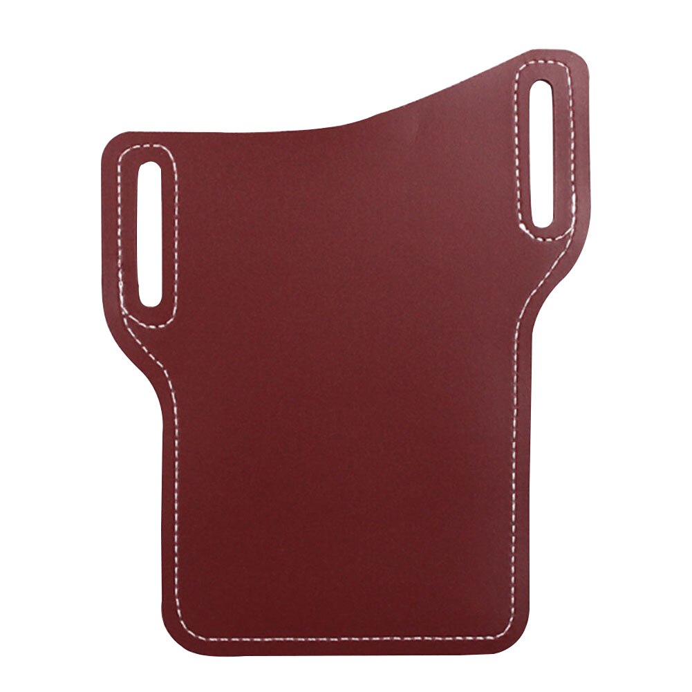 Hommes téléphone portable étui Protection sac taille sac suspendus résistant à l'usure taille sacs avec trou de ceinture universel en cuir PU: Wine Red