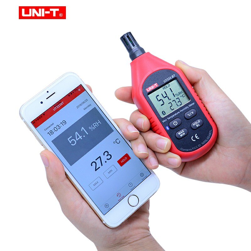 UNI-T mini lcd cyfrowy termometr higrometr Bluetooth cyfrowy miernik wilgotności temperatury anemometr magazyn UT333BT serii