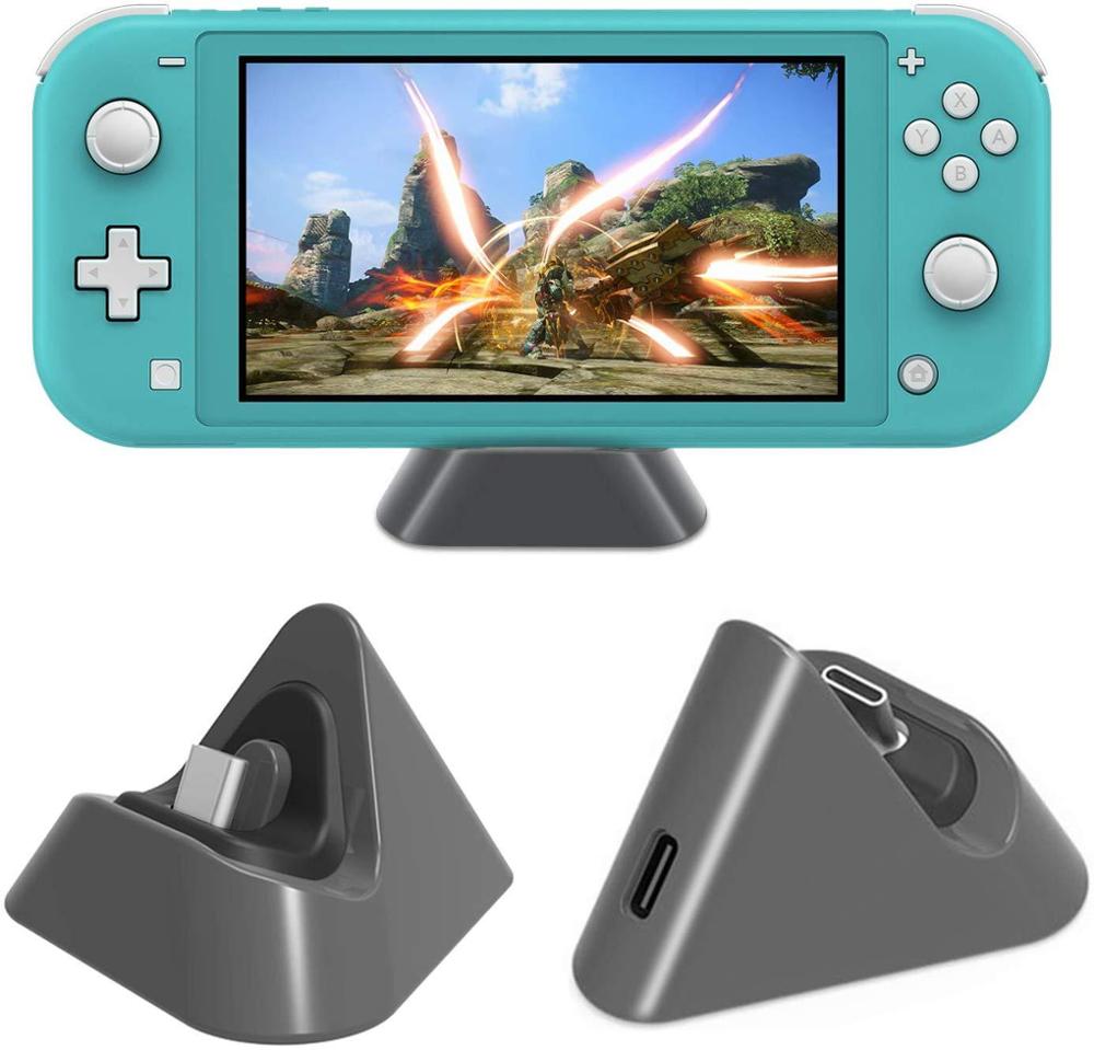 TNS-19062 Charging Station for Nintendo Switch Universal Charging Base For Switch Lite Console Charger Hold Stand: Grey