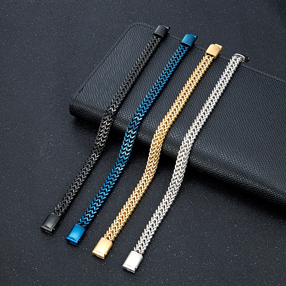 MKENDN 8MM Blauw Rvs Kinketting Armband Mannen Vrouwen Ketting Armbanden & Bangles Hip Hop Biker Sieraden