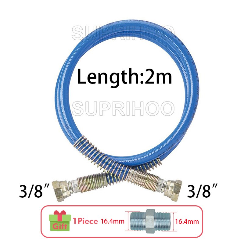 Whip Hose Airless Spare Part 287003 2m Length Tube With Joints For Sprayer 390 395 490 495 595 Connection High Pressure Pipe: 3-8 Length 2m