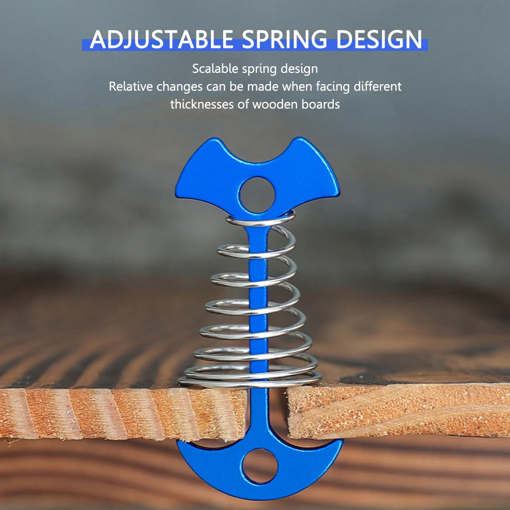 3/5/10PCS Spring Fishbone Deck Pegs Tent Stakes Awning Anchor Wind Rope Buckle with Carabiner Deck Fixed Nails Camping Tent Hook