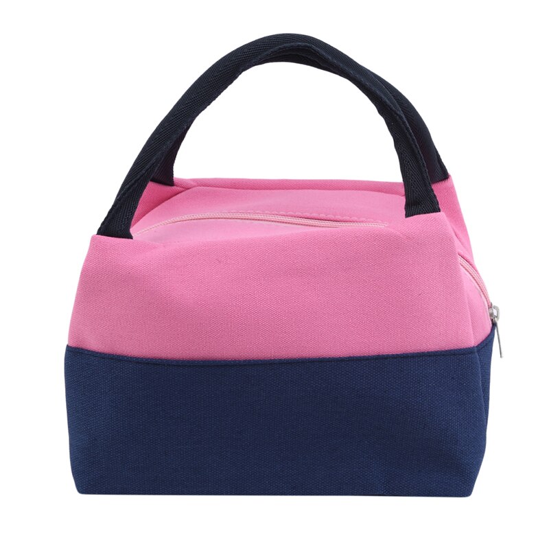 Brand Canvas Lunch Bags For Women Portable Thermal Insulated Lunch Box Bag Tote Bolsa Comida Lunch Bag For Kids School: Pink