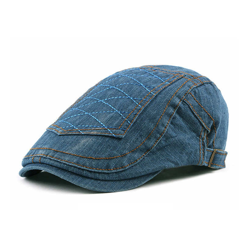 [AETRENDS] Newsboy Cap Beret Hats for Men Denim Caps for Driving Outdoor Activities Z-6593: Blue