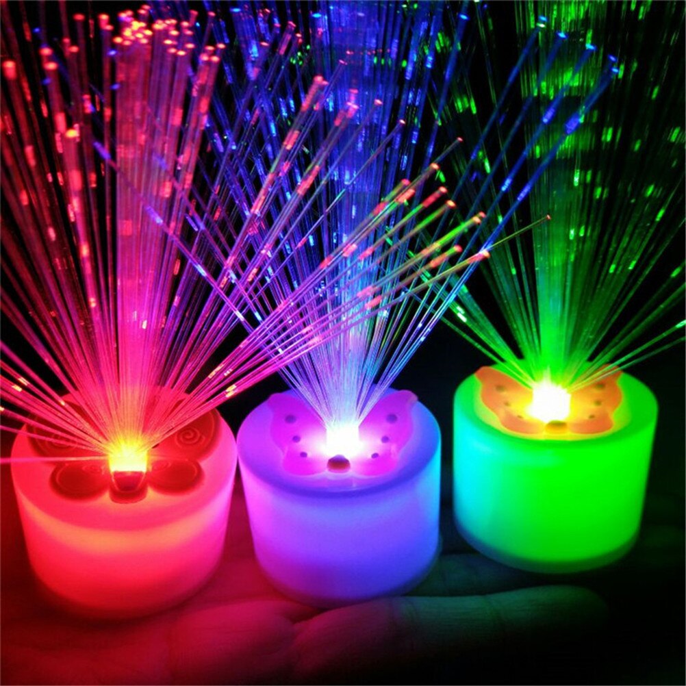 1Pc Christmas Party Decor Romantic Color Changing LED Fiber Optic Night Light-Up Toy Lamp Battery Powered Small Light