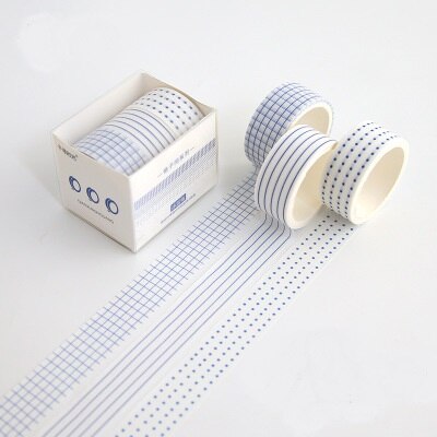 3Meter Scrapbooking Washi Tape Lovely Grid Basic Shape Notebook Diary Planner Diy Accessory Masking Tape: blue