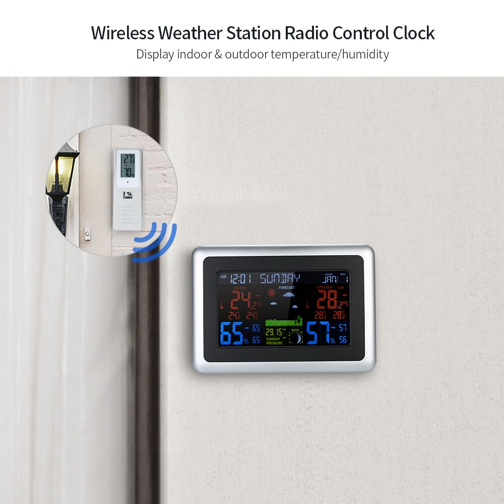 Draadloze Weerstation Weersverwachting Indoor Outdoor Thermometer Hygrometer Barometer Wekker vochtmeter