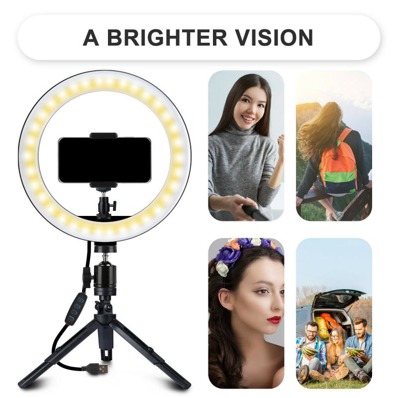 Alle In 1 Dimbare Led Selfie Ring Licht Met Statief Usb Ring Lamp Grote Fotografie Ringlicht Met Stand Voor Mobiele telefoon Studio