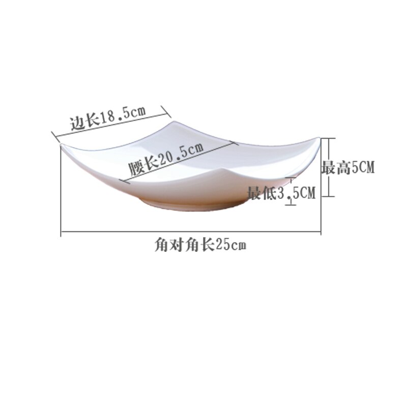 Hotel Tableware Porcelain Plate Pure White Dish Ceramic Soup Deep Plate Family Square Plate Bone China Dinner Tableware: Default Title