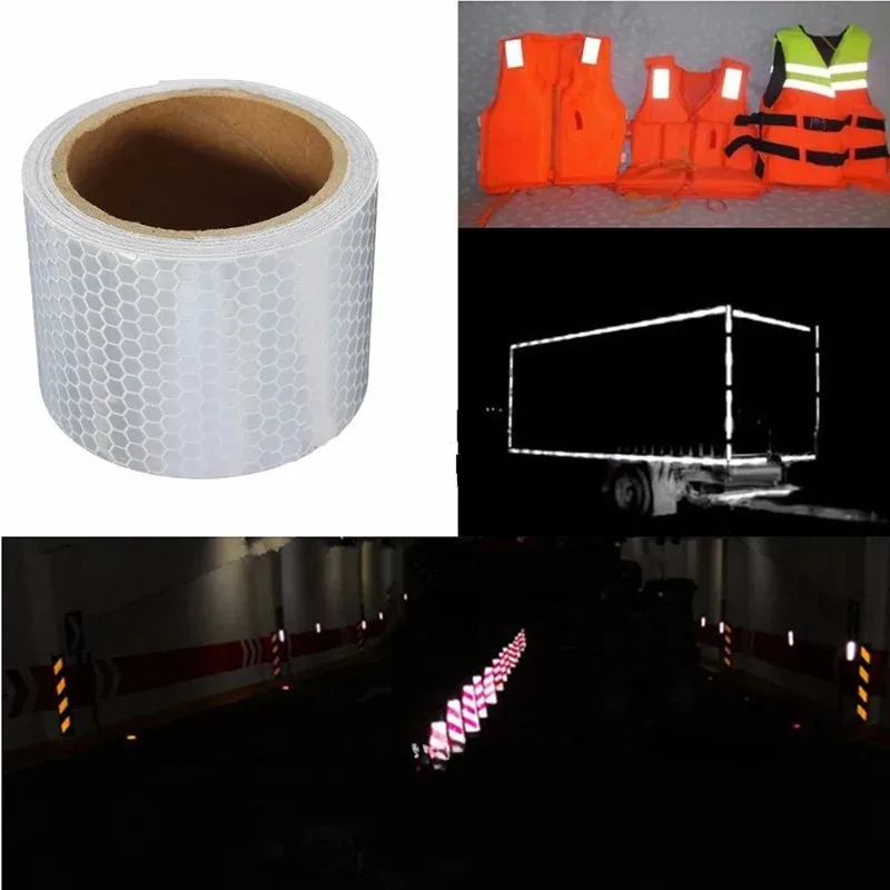 1 Roll 5 cm * 3 m Waarschuwingsband Reflecterende Tape voor Auto Motor Fiets Glow in The Dark Tape nacht Veiligheid Reflecterende Film Tapes