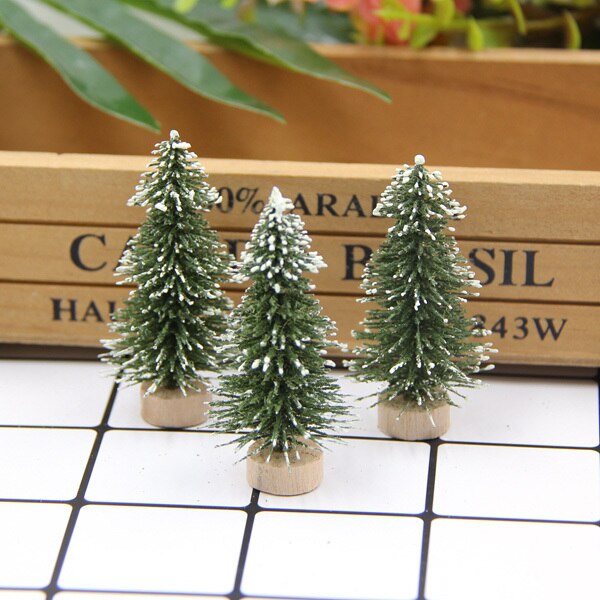 10 stks/partij 6 CM Kerst Bomen Kleine Pine Bomen Mini Bomen Geplaatst In De Desktop Thuis Kerst Decoratie Kinderen levert: Army Green