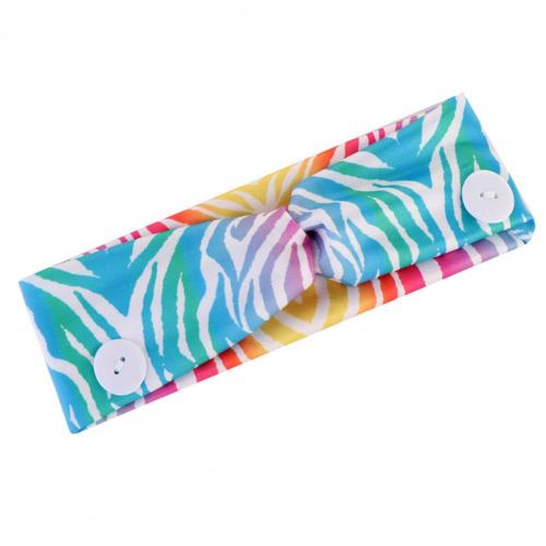 Diadema de buena elasticidad con absorción del sudor, banda para la cabeza cabello con dos botones fuertes para trotar: Colorful Stripe