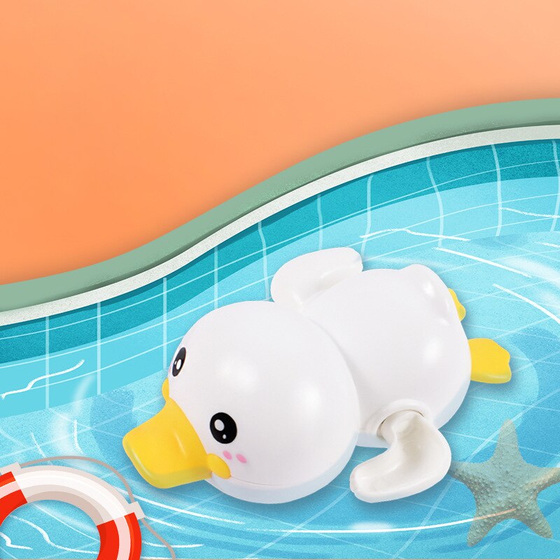 Baby Bad Spielzeug Badezimmer Dusche Baby Uhrwerk Schwimmen Kinder Spielen Wasser Niedliche Kleine Gelbe Ente Baden Badewanne Spielzeug Für Kind: white duck