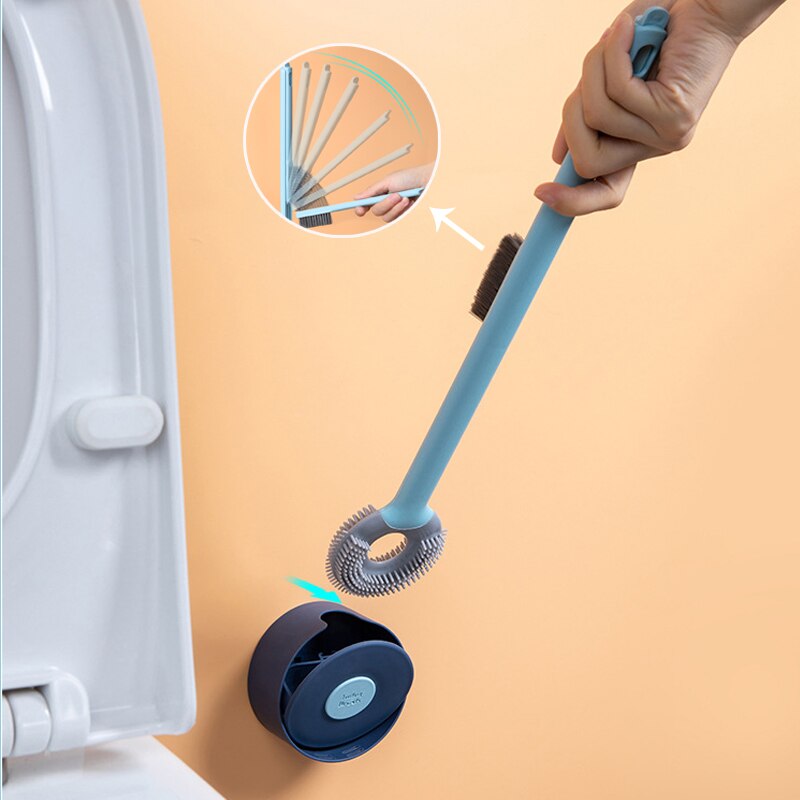 Siliconen Toiletborstel Wall Mounted Wc Borstel Badkamer Schoon Tool Twee Borstels Set Voor Badkamer Schoonmaken Kit Thuis Wc Accessoires