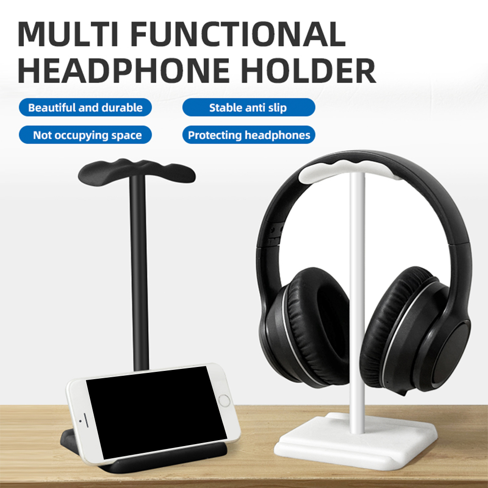 Universele hoofdtelefoonstandaard Rack Space Desktop Organizer Oortelefoonhouder Hanger Headset Stand Ondersteuning met mobiele telefoon en tablet Stan