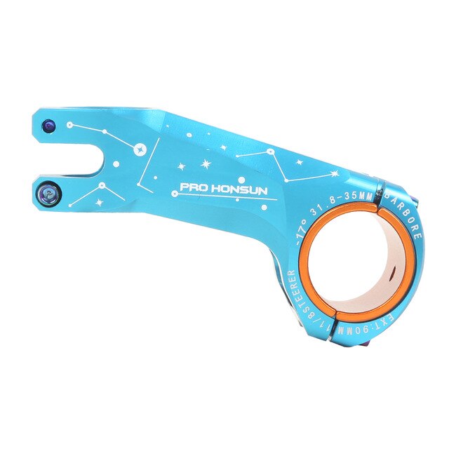 Ángulo negativo -17 grados xc camino vástago mtb 90mm vástago cnc 31,8mm/35mm manillar bicicleta ultraligero 28,6mm steerer bicicleta d: Azul