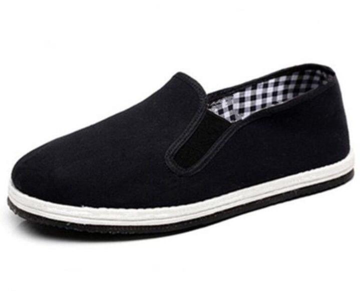 Oude canvas schoenen van beijing, handgemaakte antislip herenschoenen, chinese kungfuschoenen, casual schoenen voor mannen, sneakers, vechtsportschoenen: Zwarte voering / 8.5