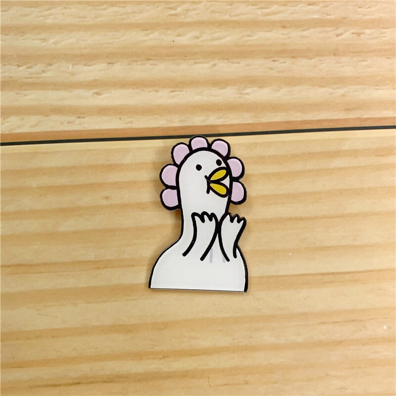 Nette Karikatur Weiße Ente Metall Emaille Brosche Persönlichkeit Modische Ente Abzeichen Stift modisch schick freundlicher Kleidung Rucksack Jewe: 10