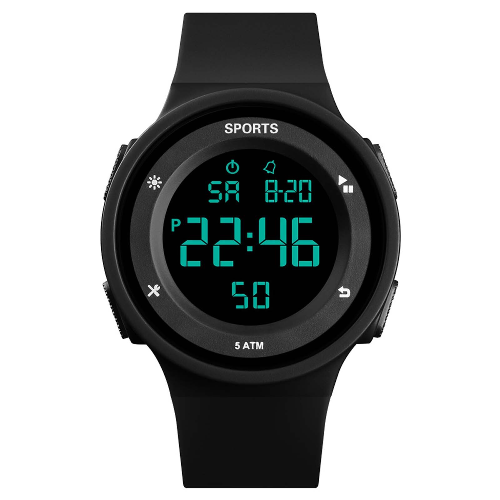 Luxe Heren Horloge Digitale Led Datum Sport Mannen Multifunctionele Waterdichte Outdoor Elektronische Mannen Digitale Horloges Reloj Hombre: Black